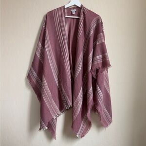 Demdaco Women Poncho Shawl Wrap Kimono Pink Striped Boho Beach Cover Up One Size
